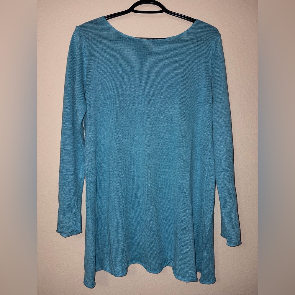 Eileen Fisher Turquoise Long Sleeve A-Line Top